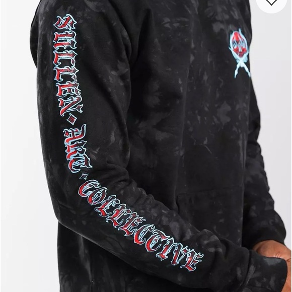 SULLEN Ghost Badge Hooded Sweatshirt Black Dark Grey Crystal Hoodie XL - Picture 4 of 9